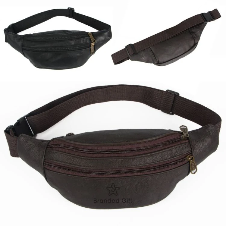 Leather Fanny Pack for Men & Women Multi-Pockets Waist Belt Bag 1
