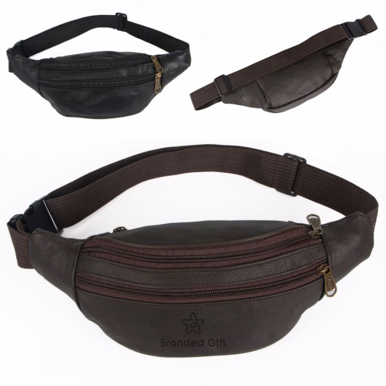 Leather Fanny Pack for Men & Women Multi-Pockets Waist Belt Bag