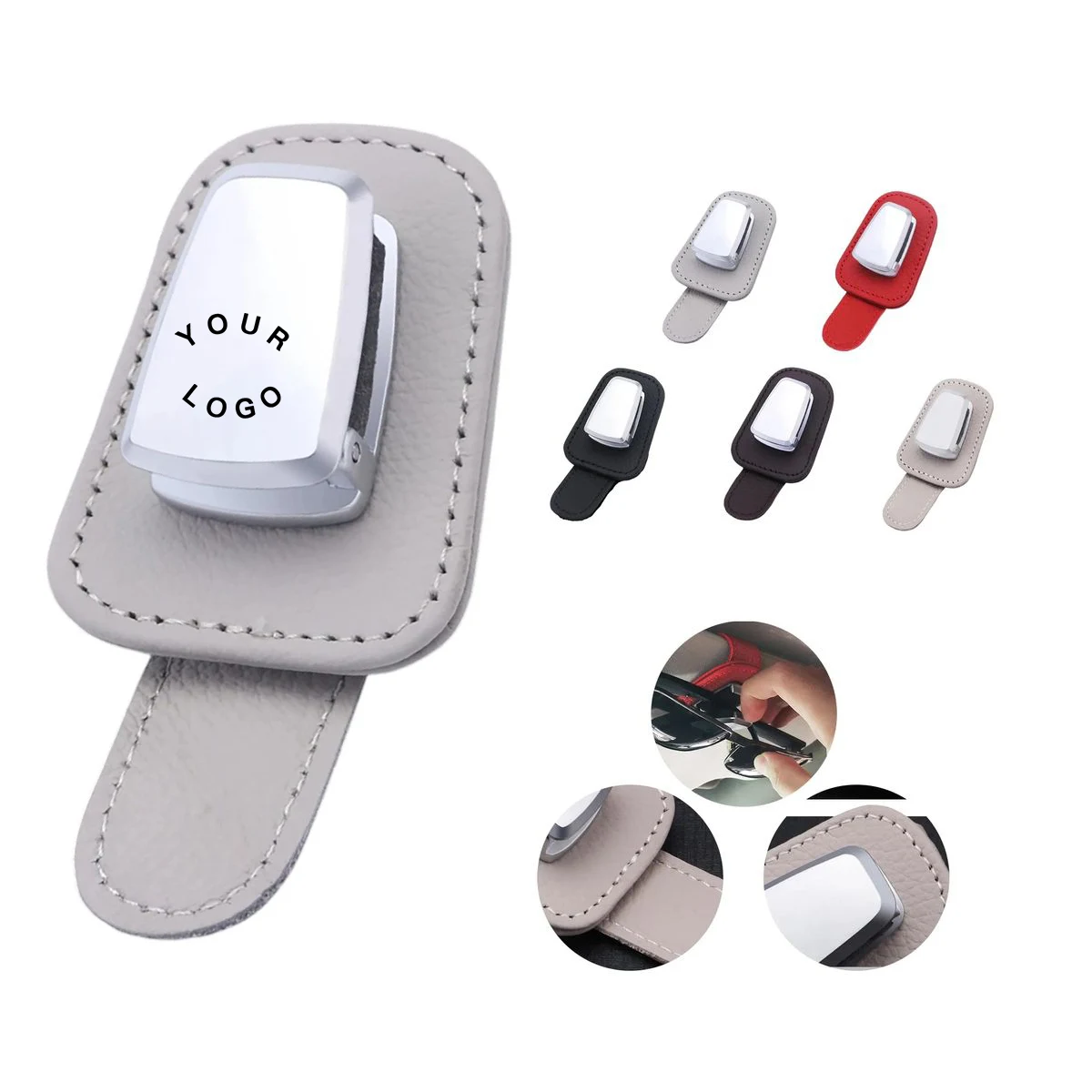 Compact Leather Glasses Mount for Car Visor 1
