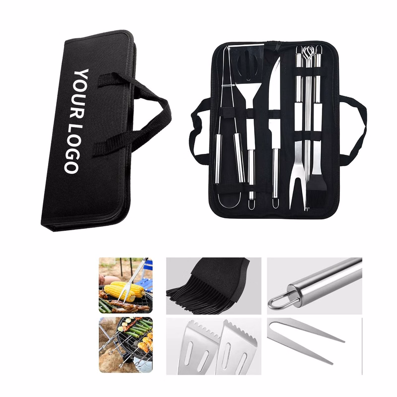 9 Piece Stainless Steel BBQ Tool Set with Storage Bag
