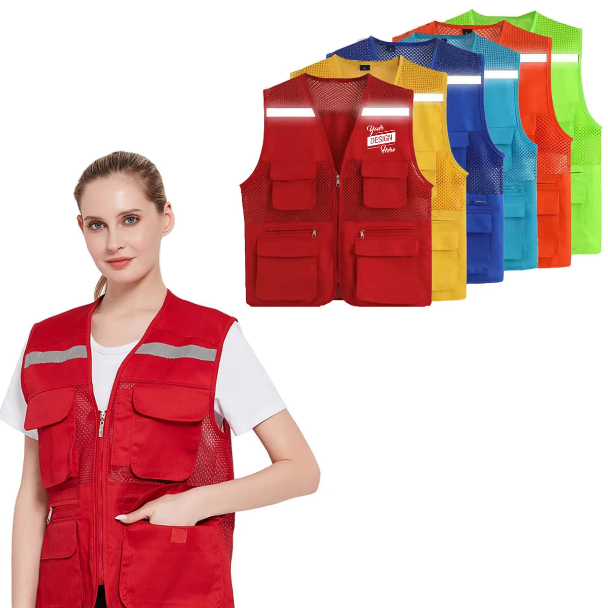 Unisex Reflective Multi-Pockets Safety Vest 1