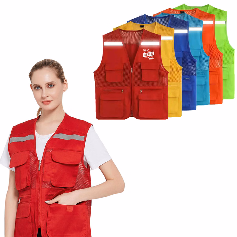 Unisex Reflective Multi-Pockets Safety Vest