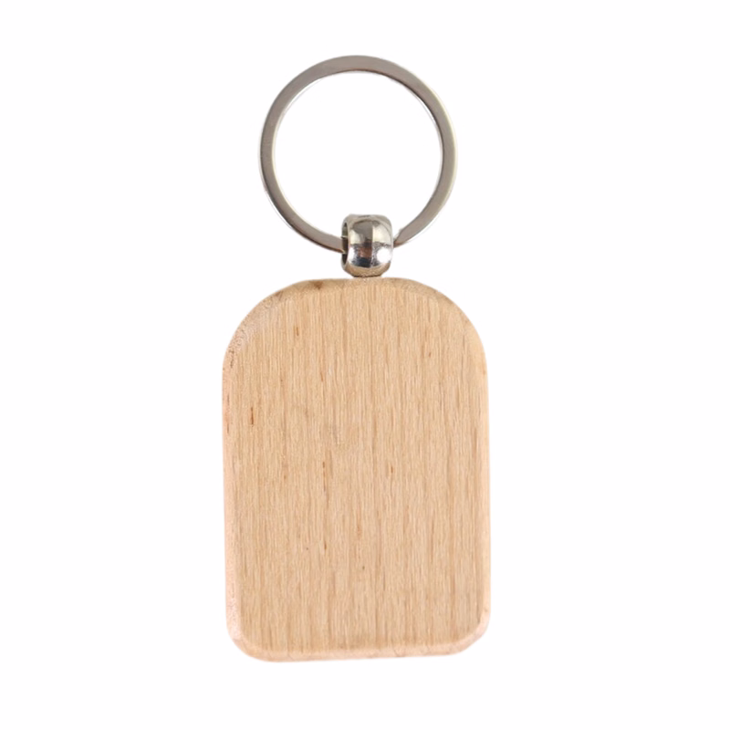Arched Rectangle Wooden Keychain