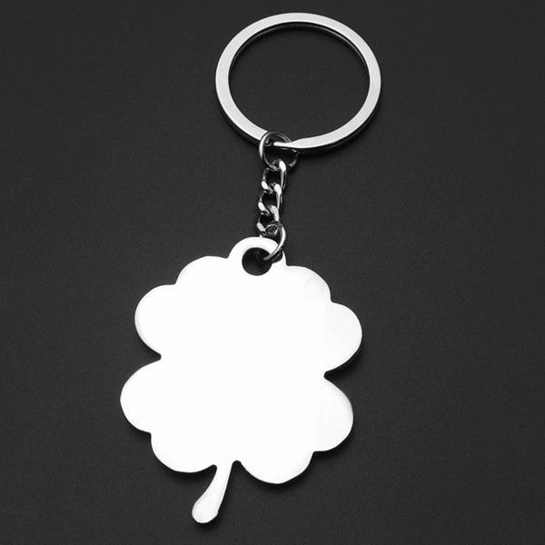 Custom Metal Four Leaf Clover Keyring with Logo Imprint — Good Luck Charm Giveaway