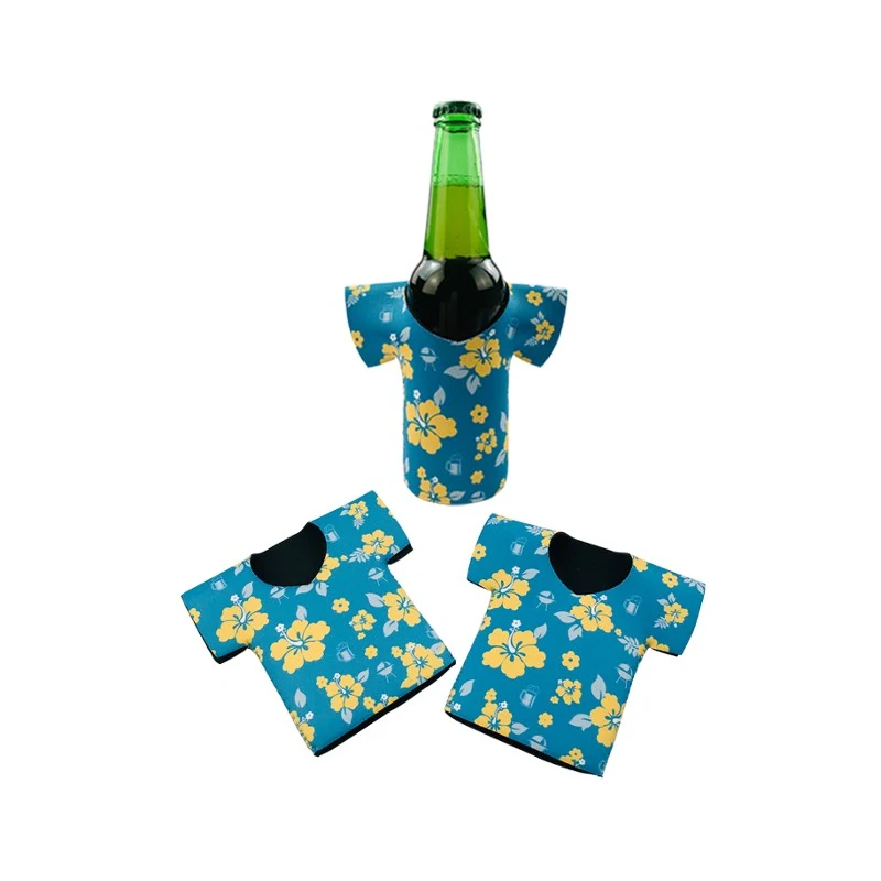 Neoprene R-neck T-shirt Shape Bottle Cooler, custom koozie with logo imprint 1