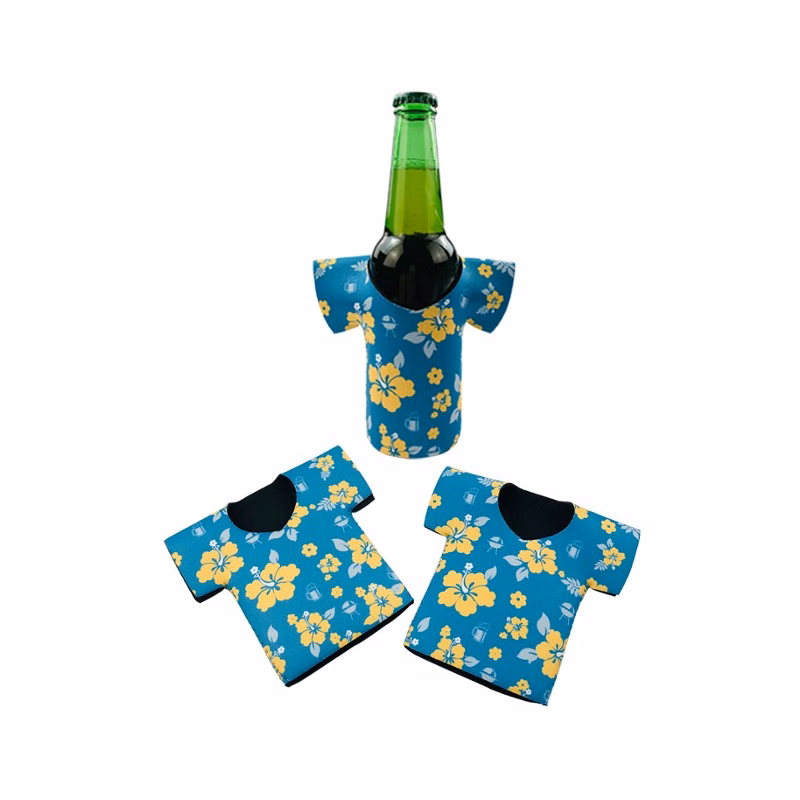 Neoprene R-neck T-shirt Shape Bottle Cooler