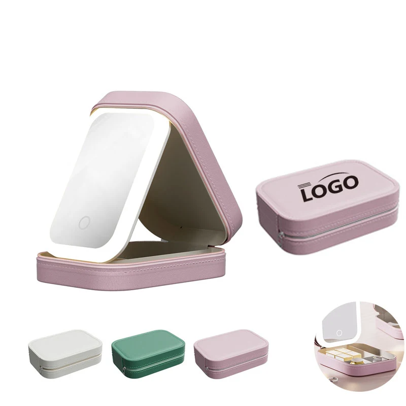 Portable LED Makeup Case with Rechargeable Mirror 1