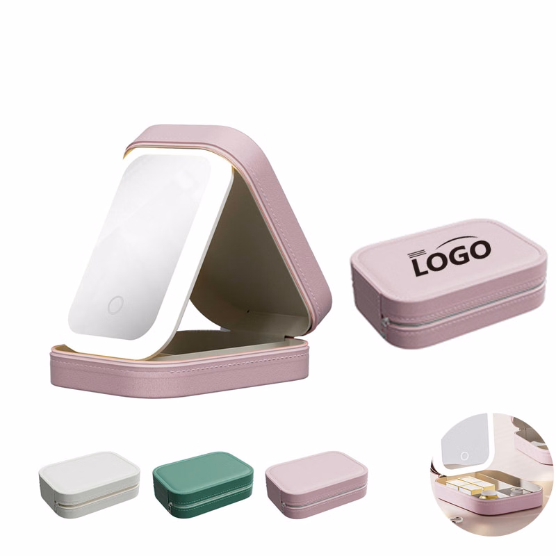 Portable LED Makeup Case with Rechargeable Mirror