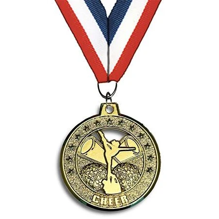 Medallion: 2" Circle Cut Out Cheer Gold with 1