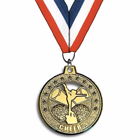 Medallion: 2" Circle Cut Out Cheer Gold with