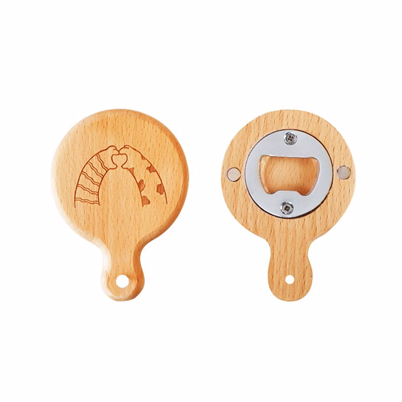 Wooden Handle Bottle Opener With Magnet
