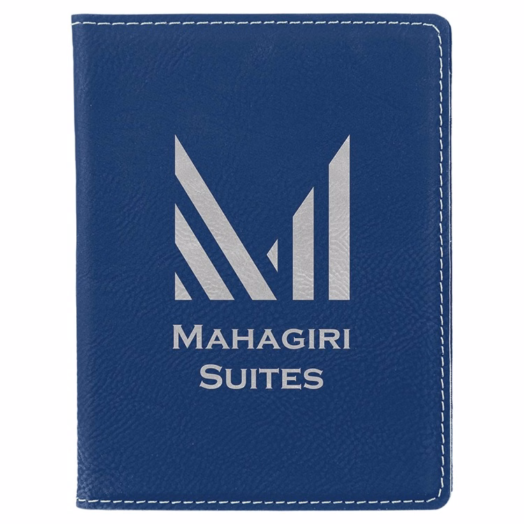 4 1/4" x 5 1/2" Blue/Silver Leatherette Passport Holder