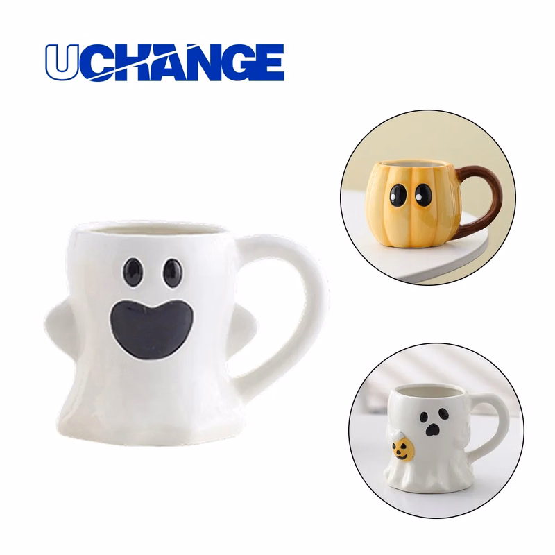 3D Ghost Pumpkin Ceramic Coffee Mug