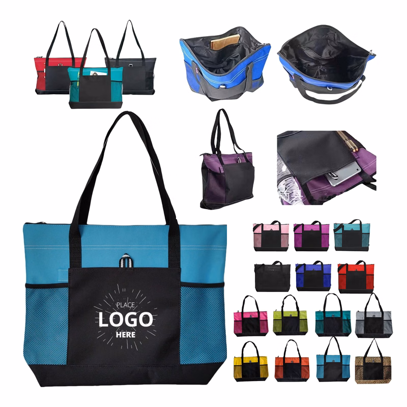 Customized 600D Polyester Zippered Tote Bag
