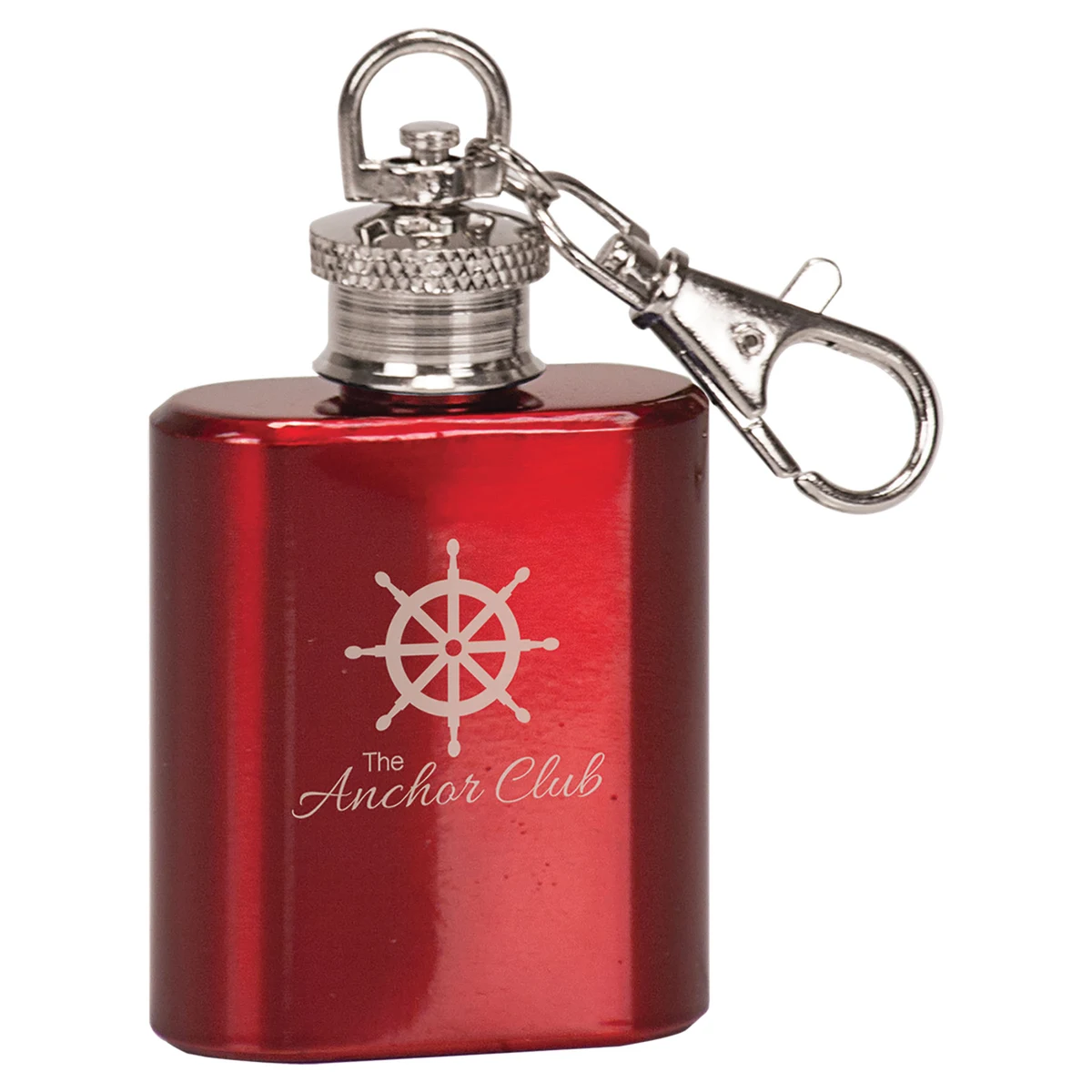 1oz Red Stainless Steel Flask Keychain 1