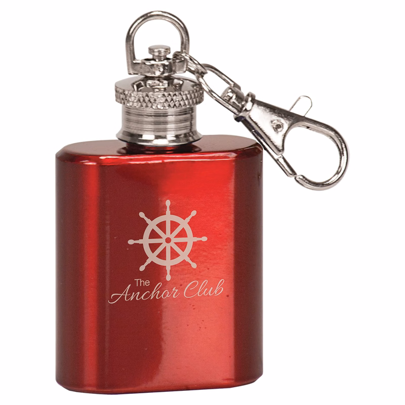 1oz Red Stainless Steel Flask Keychain
