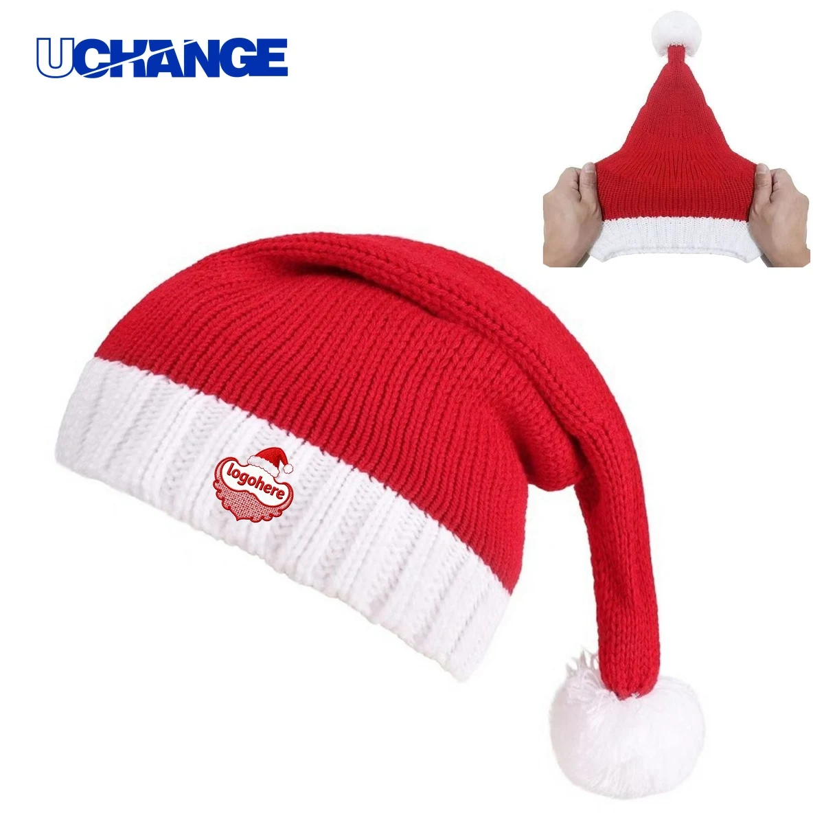 Acrylic Knit Festive Hat with Pom 1