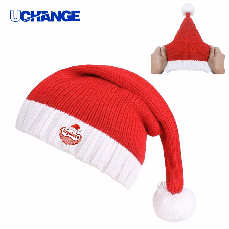 Acrylic Knit Festive Hat with Pom