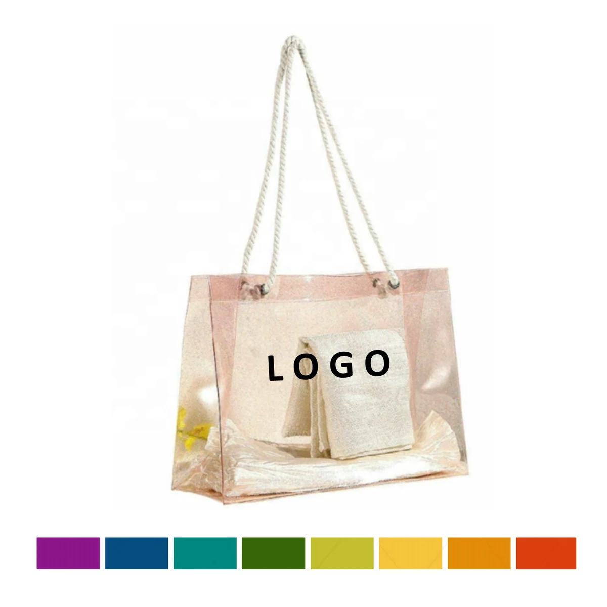 Clear Beach Tote with Cotton Rope 1