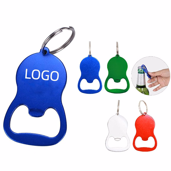 Gourd Shape Metal Bottle Opener W/ Keychain