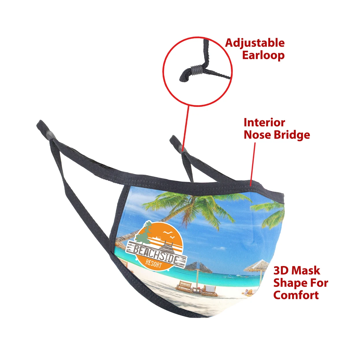 3D Shape Full Color Sublimation Mask with Adjustable Earloop 1