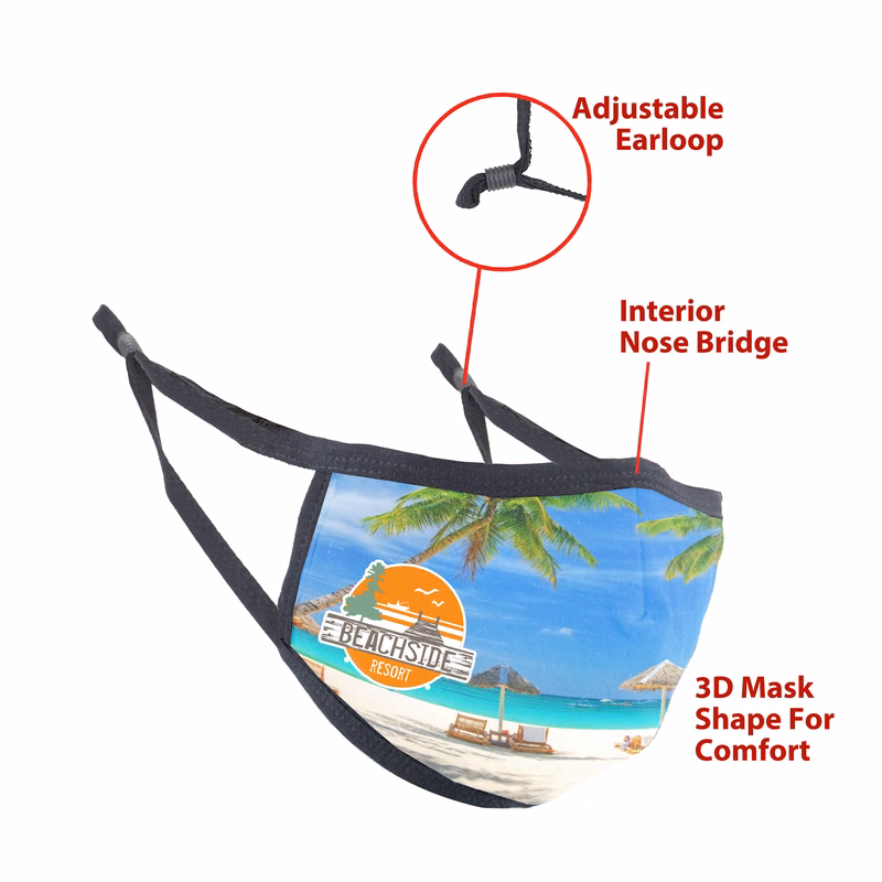 3D Shape Full Color Sublimation Mask with Adjustable Earloop