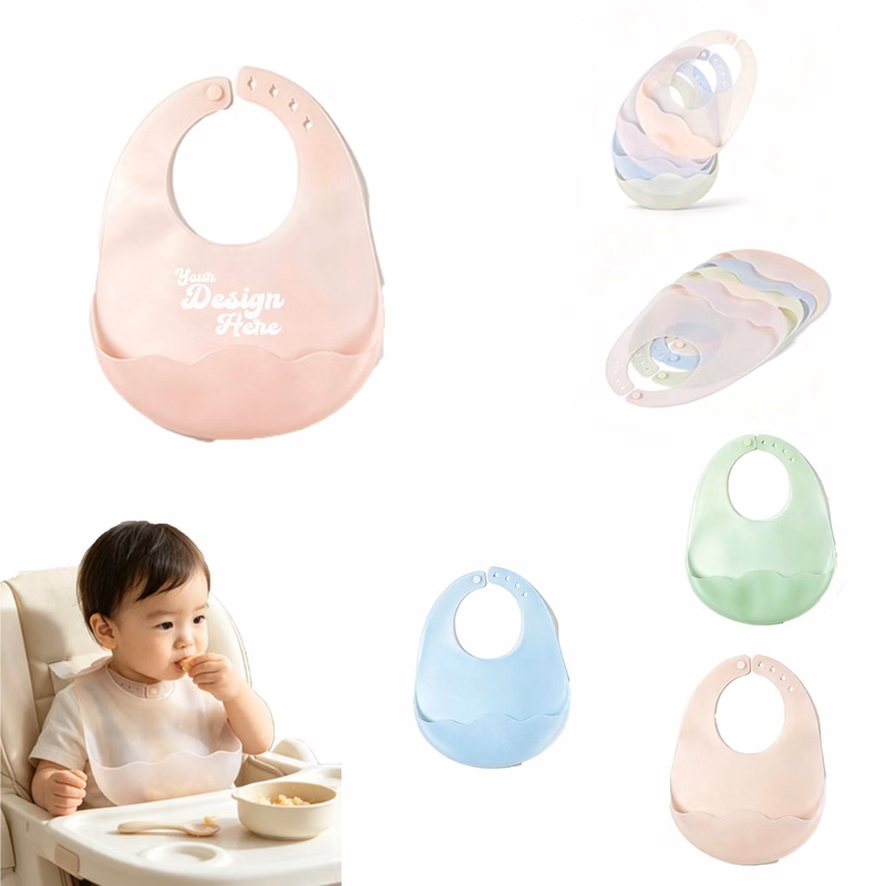 Food-Grade Silicone Adjustable Baby Bib for Mess-Free Feedin