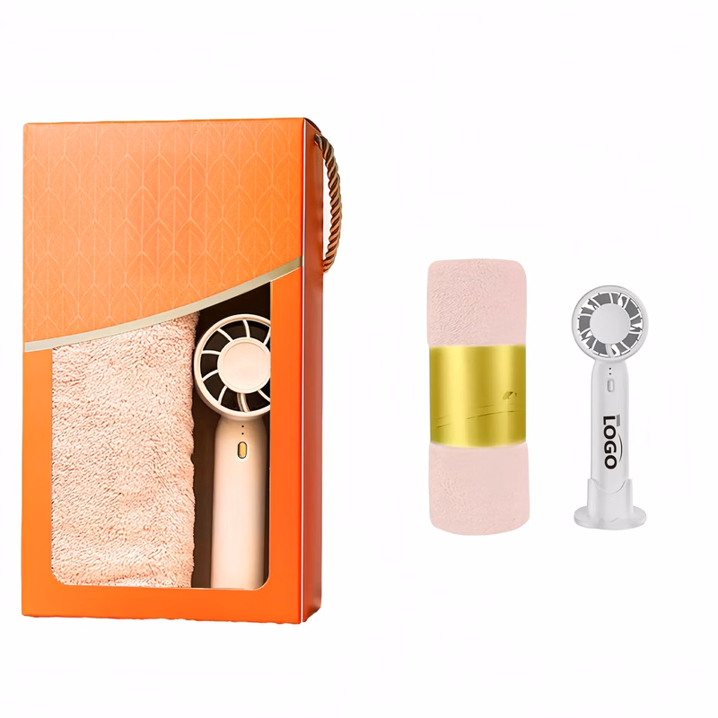 Microfiber Towel And Handheld Fan Gift Set