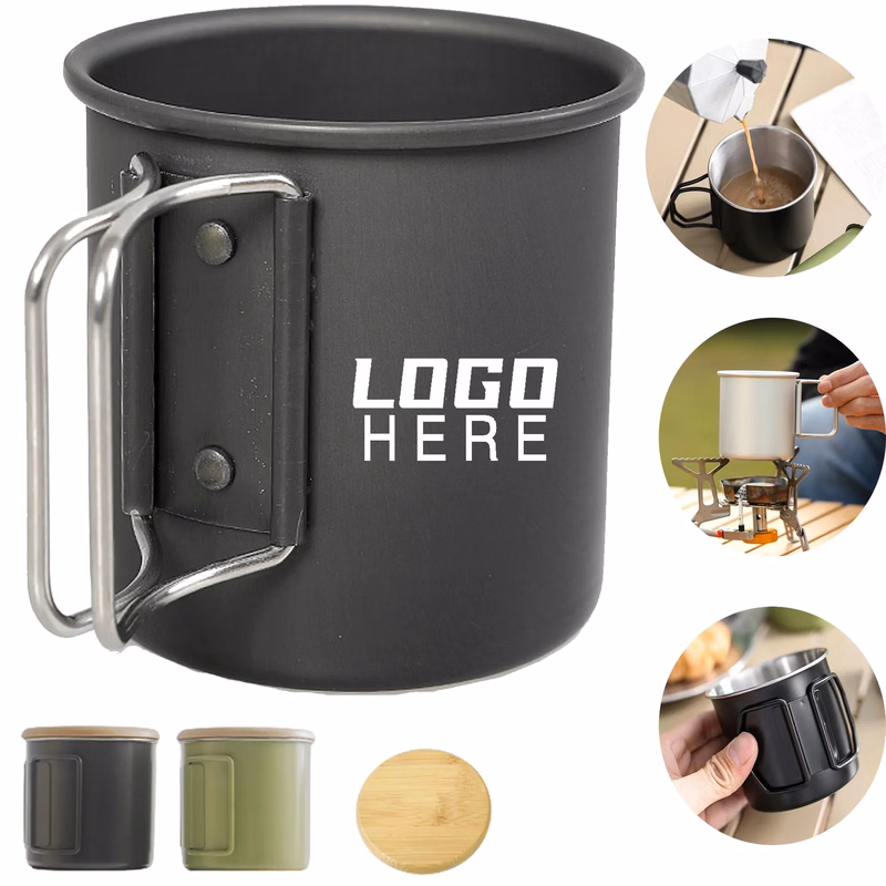 10oz Outdoor Camping Mug With Folding Handle MOQ50pcs