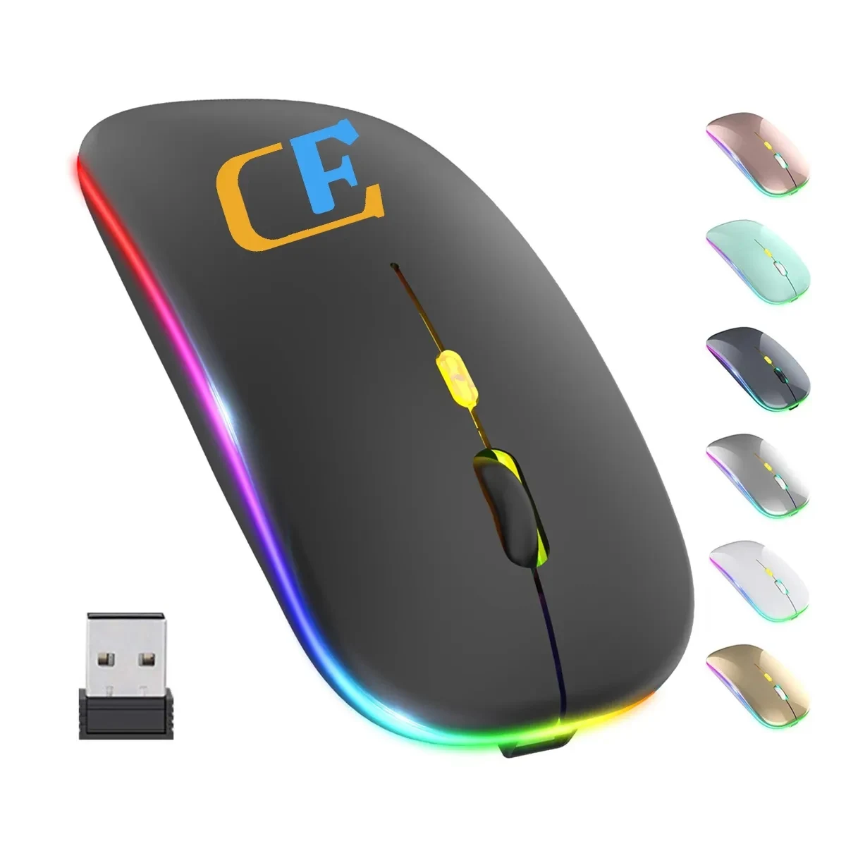 Slim LED Rechargeable Wireless Mouse with USB Receiver 1