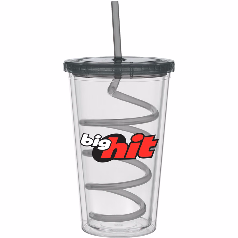 Carnival Cups Colored Curly Straw, Color Lid
