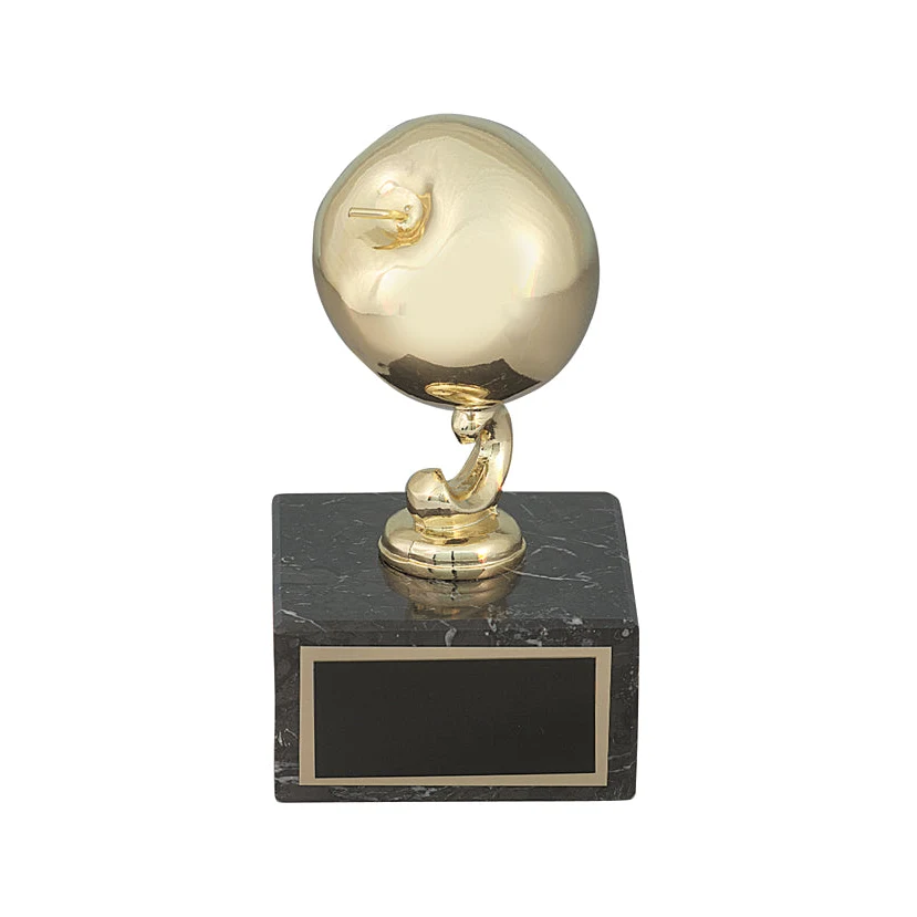 Gold Metal Apple on Marble Base 1