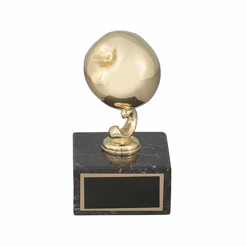 Gold Metal Apple on Marble Base