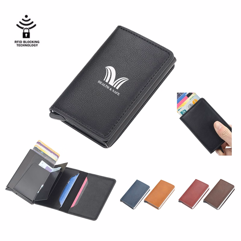 RFID Slim Wallet Pop-up Credit Card Holder With Money Clip