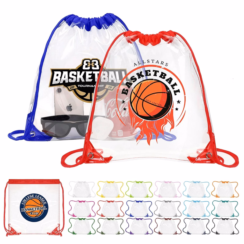 Large Transparent Drawstring Backpack 14" X 17"