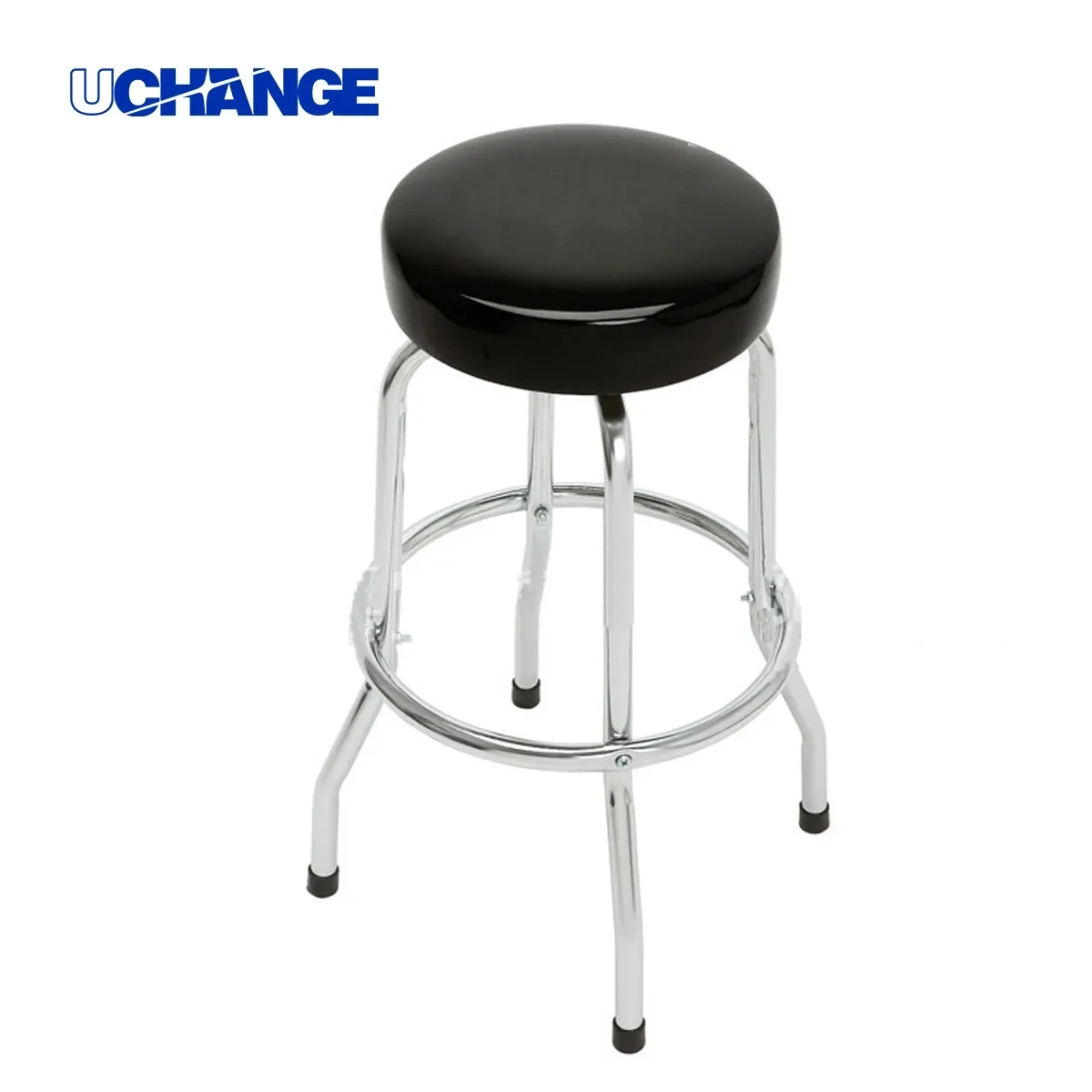 Customizable Round Padded Bar Stool With Chrome Base 1