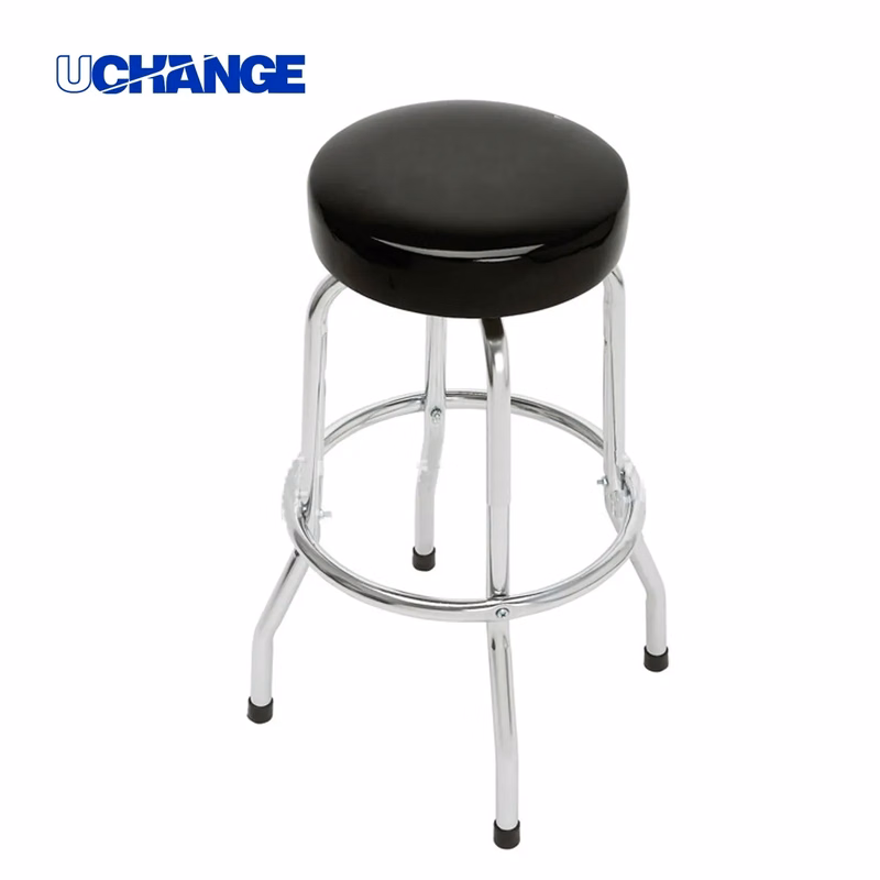 Customizable Round Padded Bar Stool With Chrome Base