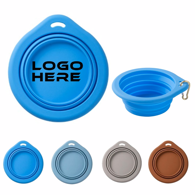 Custom Collapsible Silicone Folding Dog Bowl with Carabiner