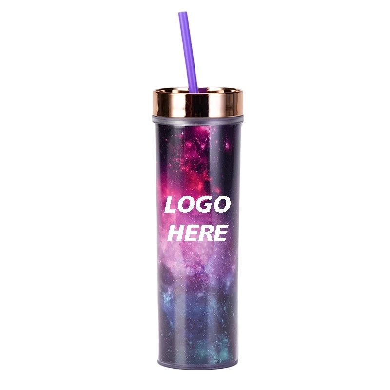 Custom 16 oz Transparent AS Plastic Tie dye Straw Tumbler 1