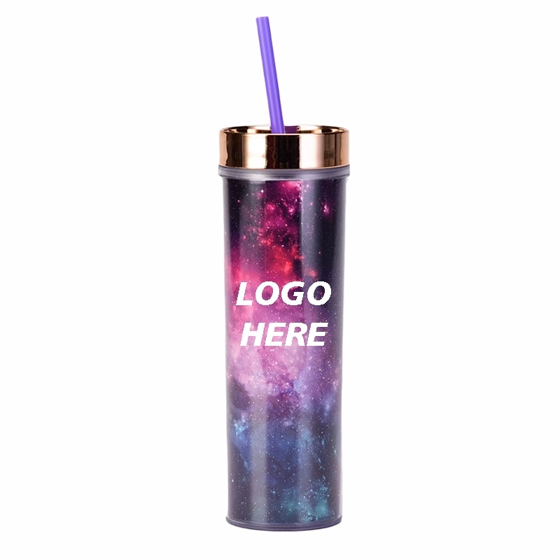 Custom 16 oz Transparent AS Plastic Tie dye Straw Tumbler