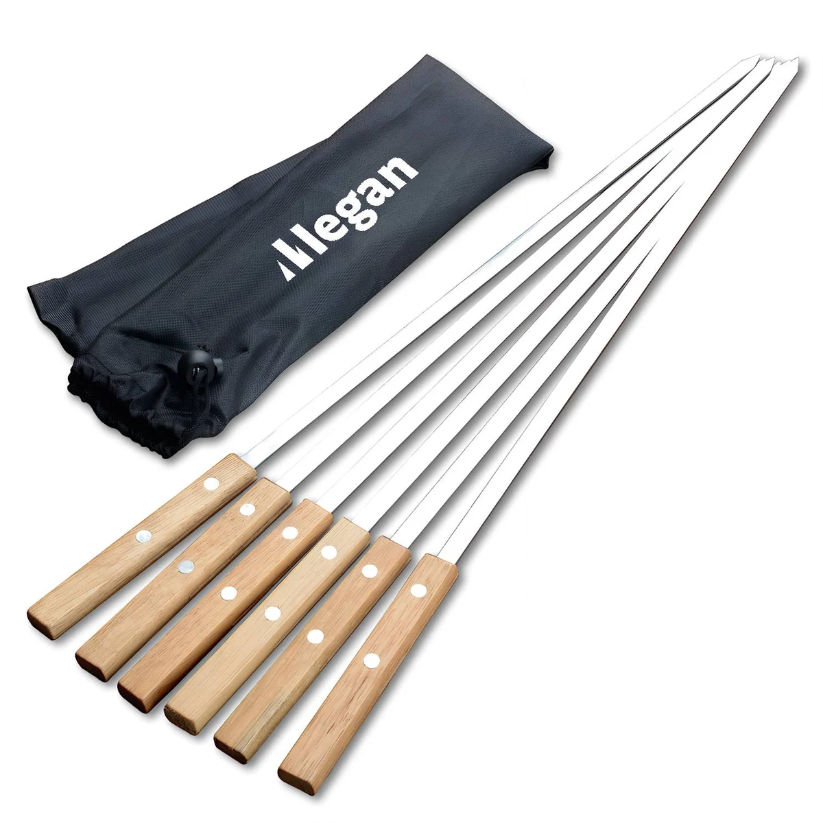 6PCS Barbecue Stainless Steel Skewers Set w/ Bag 1