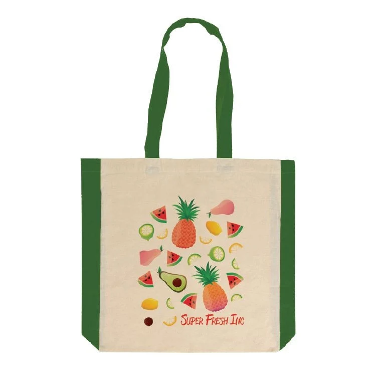 Side Forest Green Color Cotton Tote 1