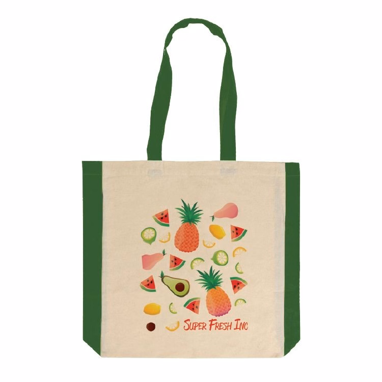 Side Forest Green Color Cotton Tote