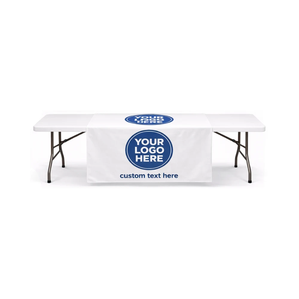 48" x 84" White Table Runner w/ Front Logo 1