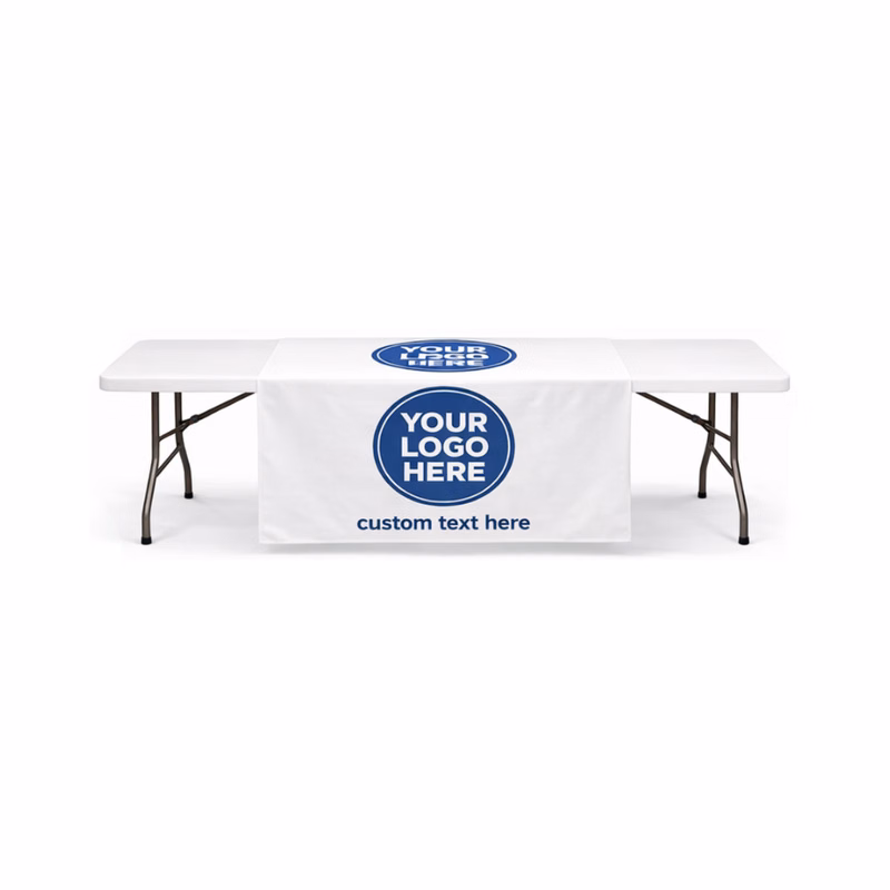 48" x 84" White Table Runner w/ Front Logo
