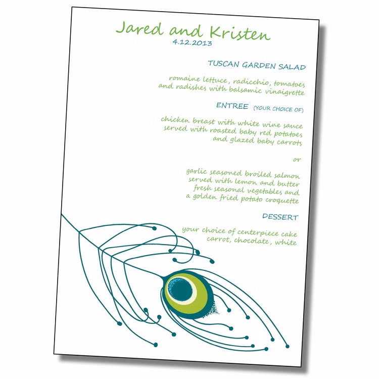 Wedding Menu Card Flat - 5x7