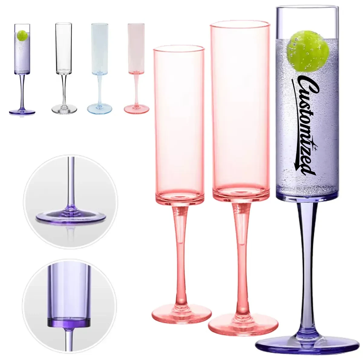 5.5oz. Reusable Plastic Champagne Flutes Wine Glasses 1