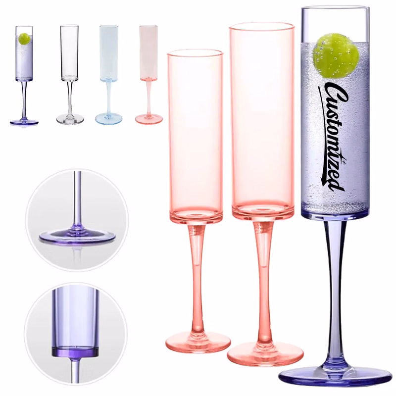 5.5oz. Reusable Plastic Champagne Flutes Wine Glasses