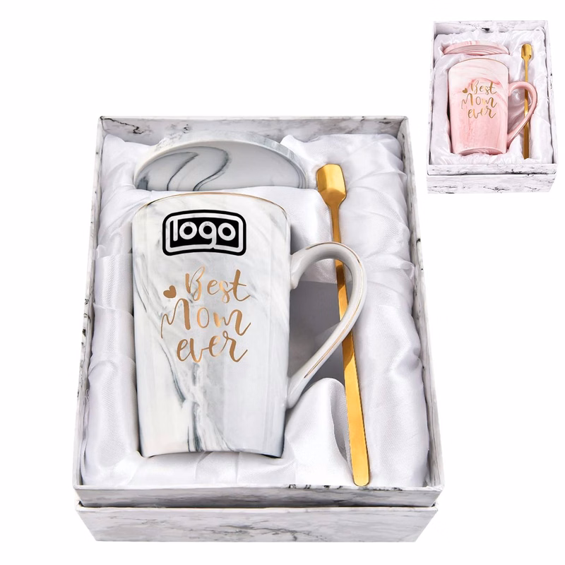 14oz Bone China Mug Set w/ Spoon