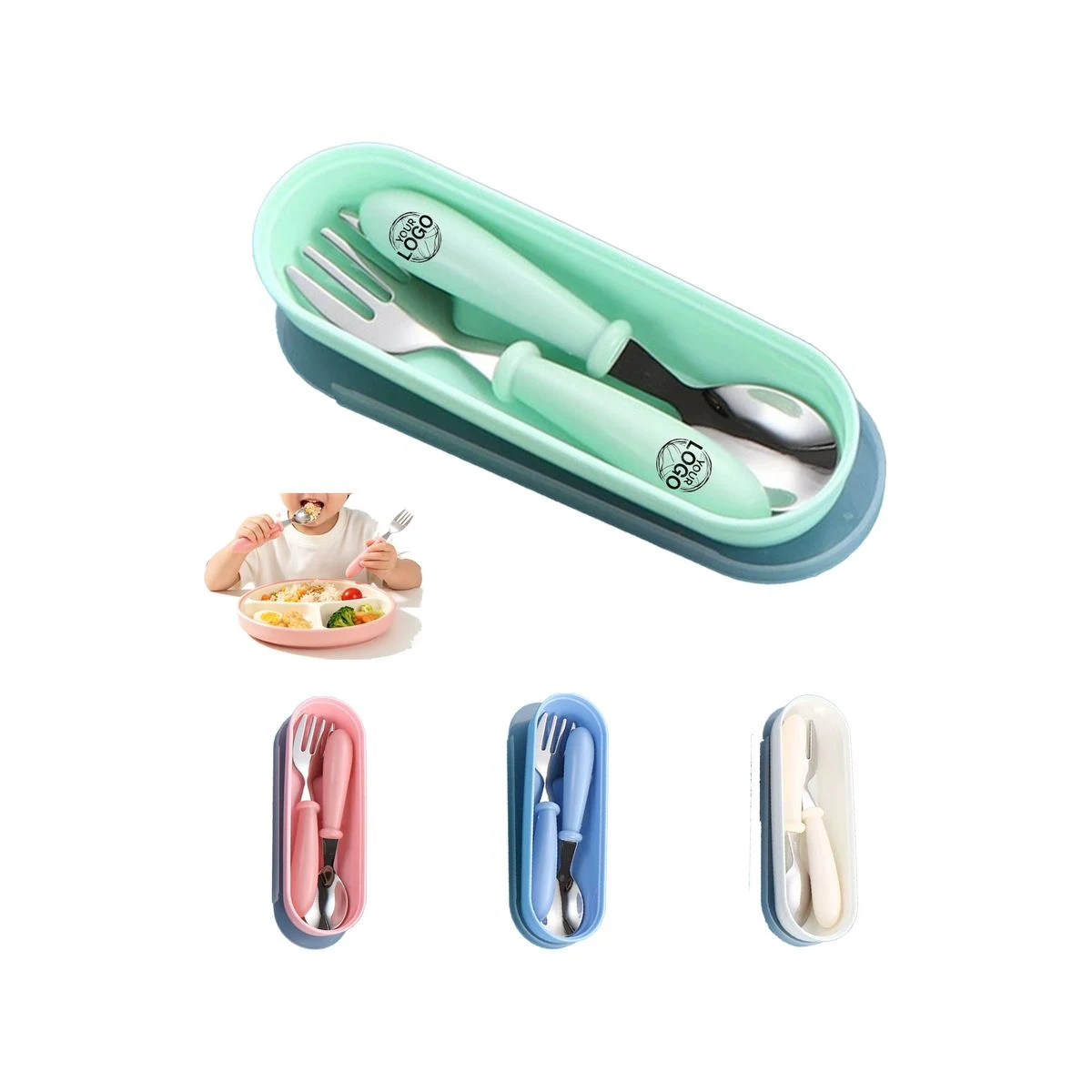 Stainless Steel Toddler Spoon and Fork Kit with Box 1